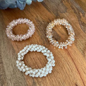 Pearl & Crystal Hair Ties – Elastic Hair Bands with Glass Beads – Elegant Hair Accessories for Women and Children