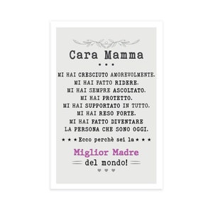 Cara Mamma Sei la Miglior Madre del Mondo! Poster in carta opaca premium