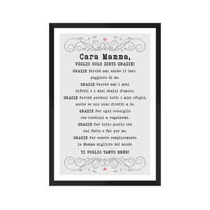 Cara Mamma Ti voglio tanto bene! Poster con cornice in legno e carta opaca premium
