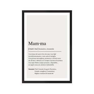 Mamma Definizione Poster con cornice in legno e carta opaca premium