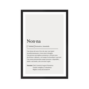 Nonna Definizione. Poster con cornice in legno e carta opaca premium