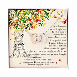 Collana Donna A mia Nipote da Nonna, Argento Sterling 925 Idee Regali per lei, Compleanno o Natale - Cofanetto con DEDICA incluso