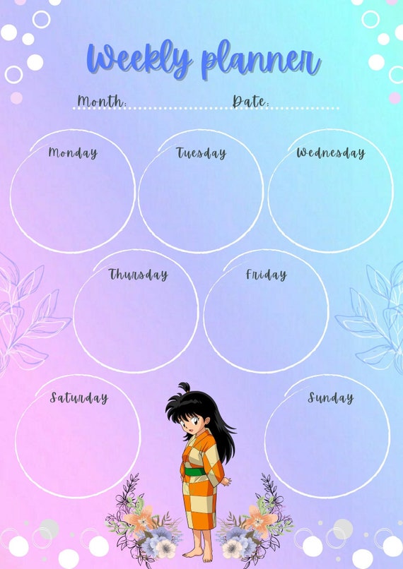 Inuyasha Rin Themed Weekly Planner Etsy