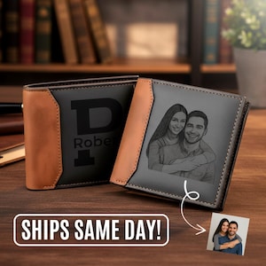 Personalized Wallet for Men, Mens Leather Gift for Husband, Fathers Day Gifts, Christmas Gift, Dad Birthday Gift