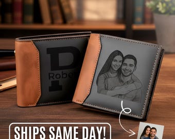 Personalized Wallet for Men, Mens Leather Gift for Husband, Fathers Day Gifts, Christmas Gift, Dad Birthday Gift