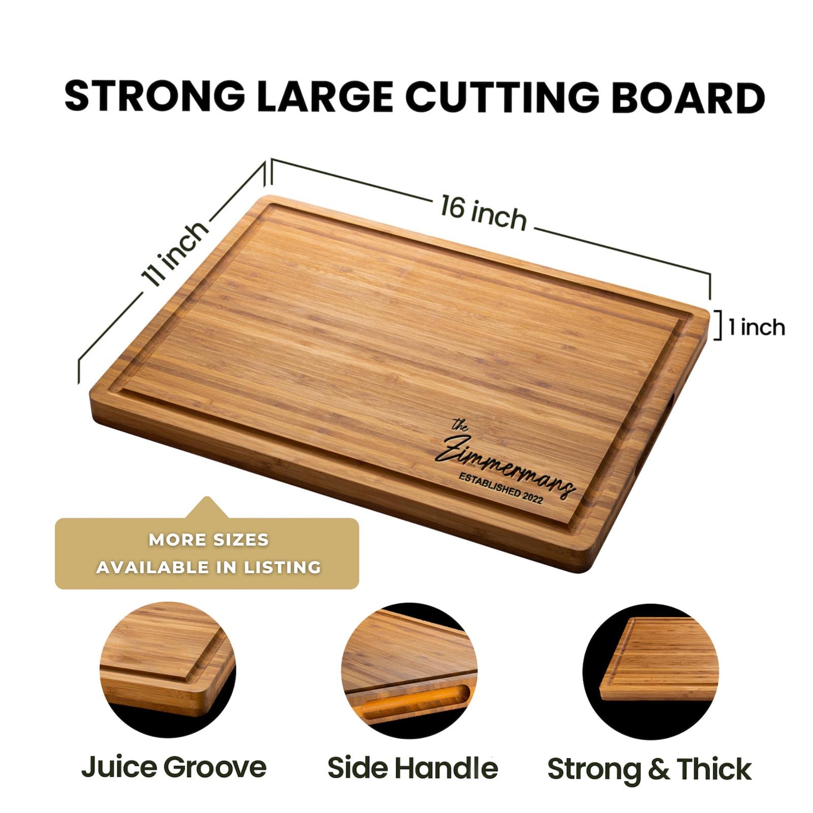 Personalized Bamboo Cutting Board, Engraved Wedding Charcuterie Board, Custom Christmas Gift, Gift for Her, Family Gift, Gifts for Parents - 16x11x1