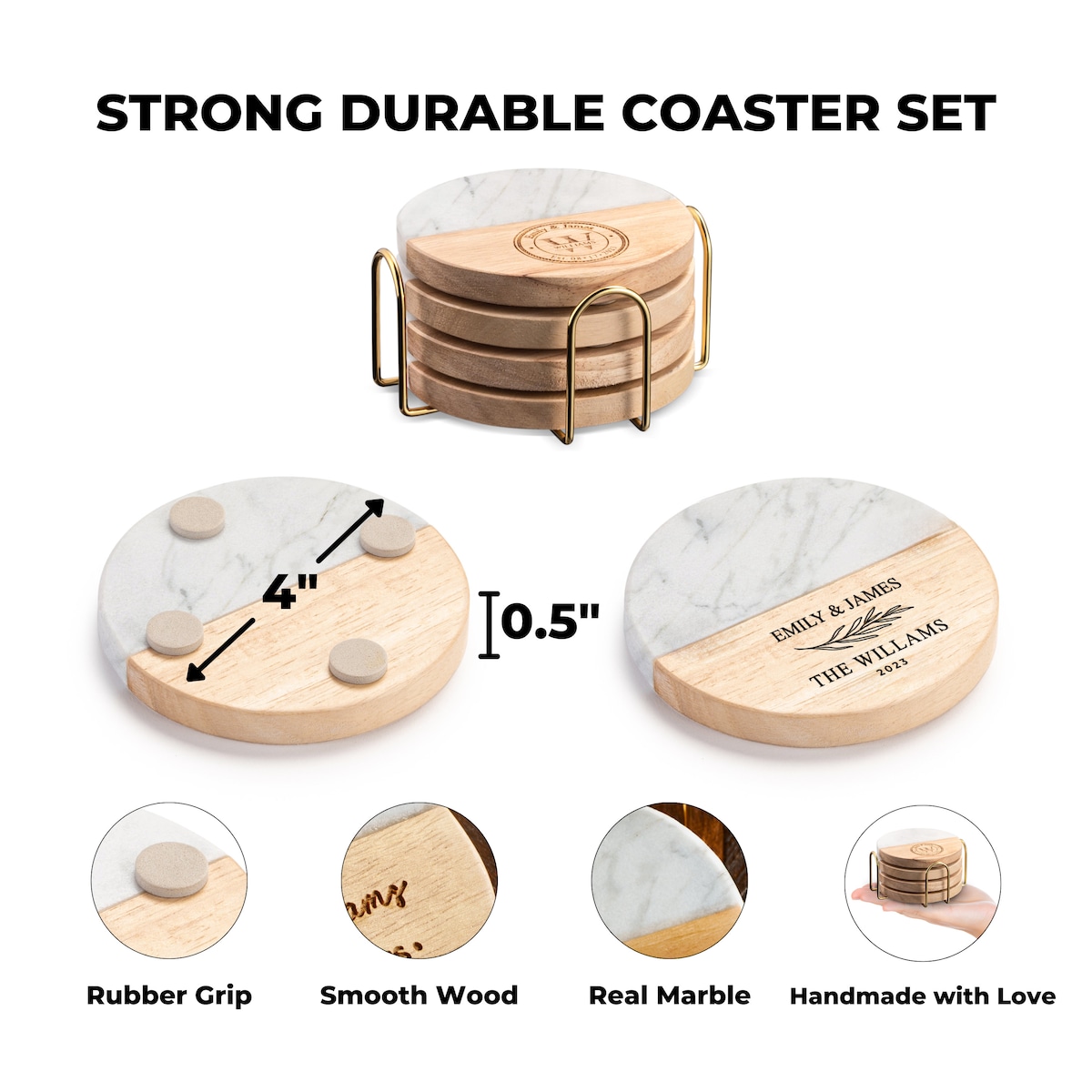 Wedding Gift Personalized Coasters Set, Custom Wood Engraved Anniversary Gift for Her, Engagement, Bridal Shower, New Home, Valentines Gift, - Etsy