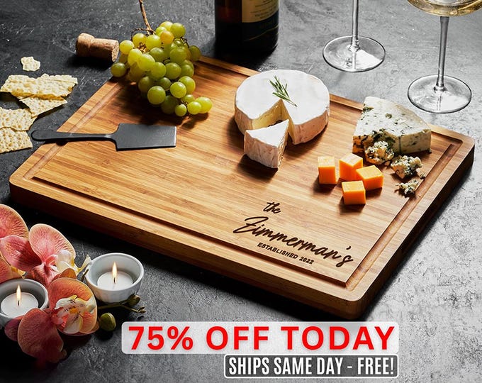 Personalized Bamboo Cutting Board, Engraved Wedding Charcuterie Board, Custom Christmas Gift, Gift for Her, Family Gift, Gifts for Parents