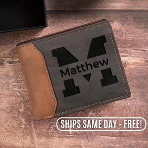Cartera de cuero personalizada para hombre, regalo único para él, regalo personalizado para el Día del Padre, regalo de cumpleaños para papá, esposo, novio