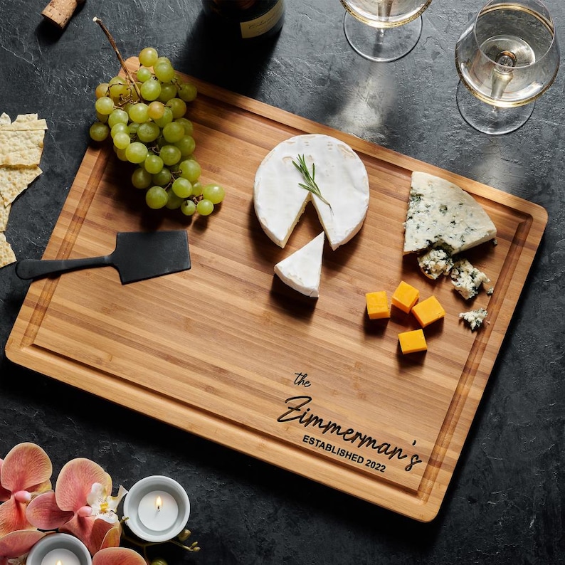 Personalized Cutting Board Wedding Gift, Bamboo Charcuterie Board, Unique Valentines Day Gift, Bridal Shower, Engraved Engagement Present,