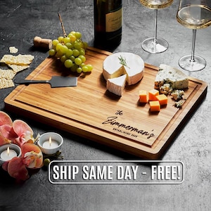 Personalized Bamboo Cutting Board, Engraved Wedding Charcuterie Board, Custom Christmas Gift, Gift for Her, Family Gift, Gifts for Parents