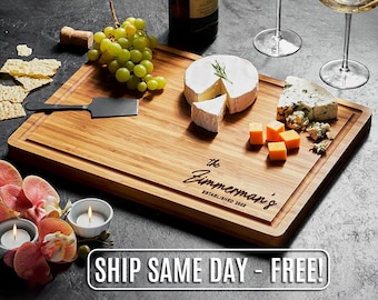 Personalized Bamboo Cutting Board, Engraved Wedding Charcuterie Board, Custom Christmas Gift, Gift for Her, Family Gift, Gifts for Parents