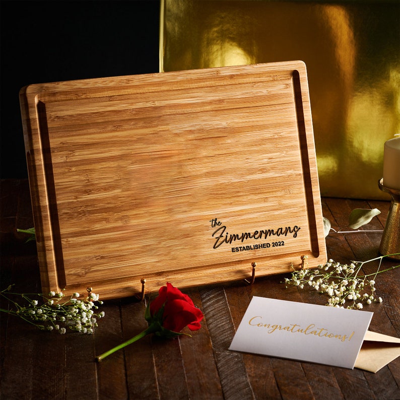 Personalized Bamboo Cutting Board, Engraved Wedding Charcuterie Board, Custom Christmas Gift, Gift for Her, Family Gift, Gifts for Parents