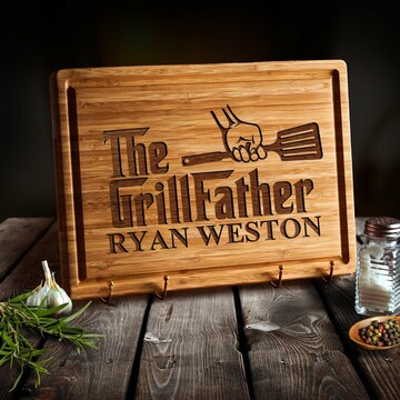 BBQ Cutting Board Personalized - Custom Fathers Day Gift -  Wooden Grill Accessories Gifts for Dad - Gift for Him - Meat Charcuterie Board