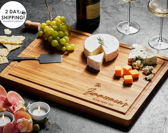 Personalized Cutting Board Wedding Gift, Customize your Bamboo Charcuterie Boards, Unique Bridal Shower Gift. Engraved Engagement Present,