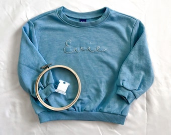 Custom Hand Embroidered Baby Crewneck | Personalized Name Sweatshirt |  Baby Shower Gift | Name Announcement | Oversized baby sweatshirt
