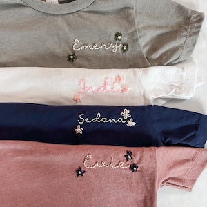 Personalized Kids Daisy Name Shirt | Custom Hand Embroidered Baby Name Shirt with Flower | Toddler Name Shirt |  Birthday Shirt | Embroidery