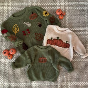 Fall Toddler Sweater | Custom Embroidered Baby and Toddler Sweater | Embroidered Oversized Chunky Kids Sweater | Baby Toddler Kids Gift