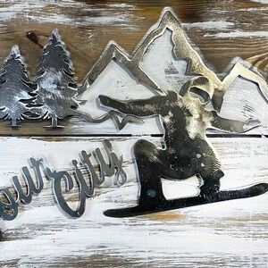 Snowboarding Custom Steel Plate on Wood