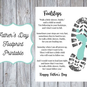 Vaderdag voetafdruk afdrukbaar aandenken cadeau - Kid en Baby Keepsake Art - DIY
