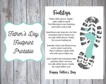 Father's Day Footprint Printable Keepsake Gift - Kid and Baby Keepsake Art - DIY