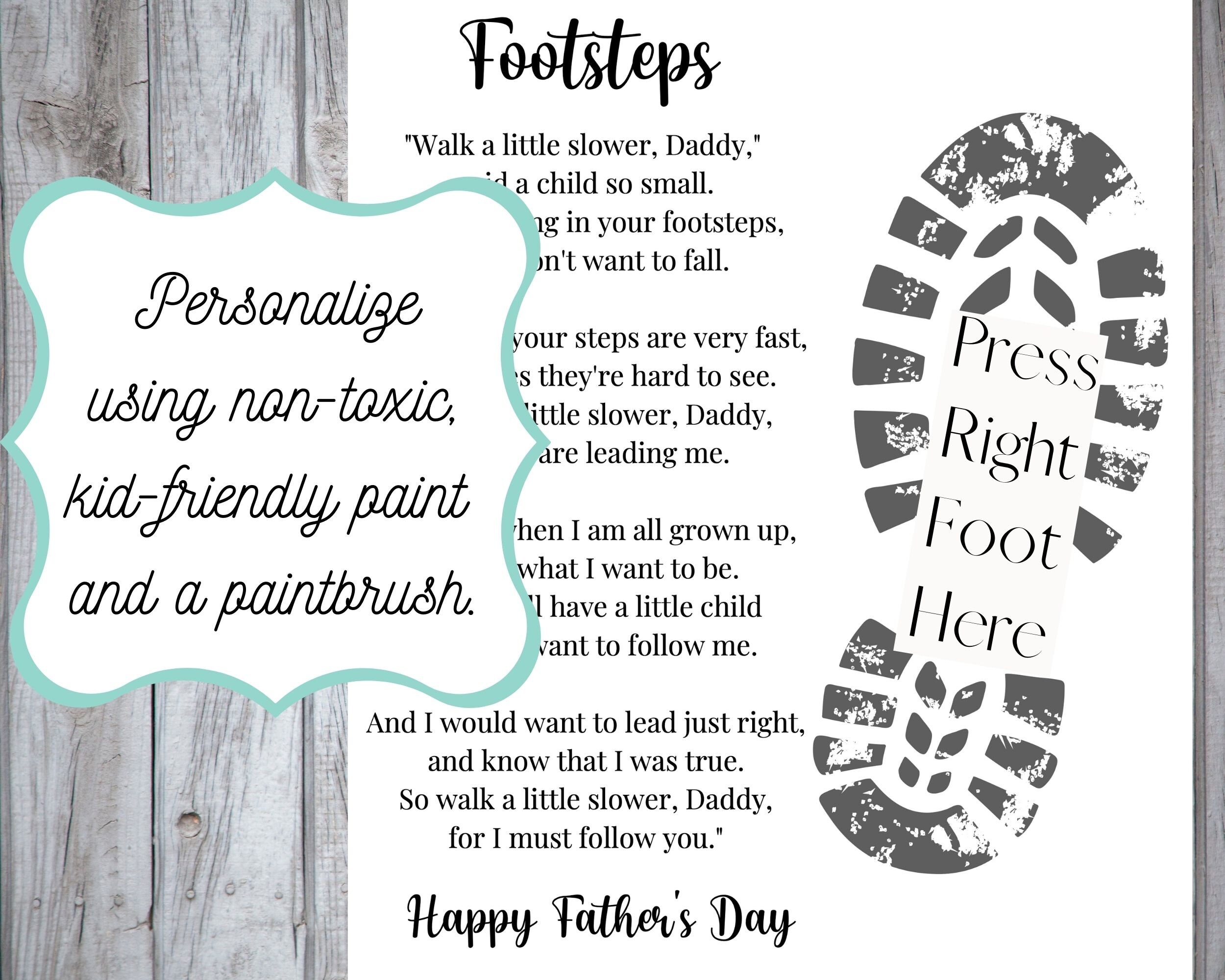 Father's Day Footprint Printable Keepsake Gift Kid and - Etsy