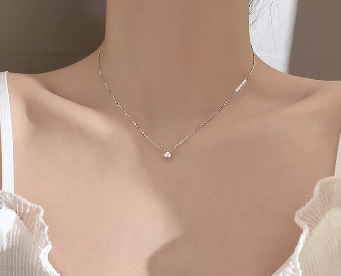 Elegant 925 Sterling Silver O-chain Choker 0.4cm Zircon Pendant Women  Necklace Fine Jewelry Zircon Necklaces 
