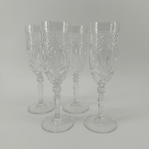 Antique Clear Cristal D'arques Durand Fluted Champagne Pressed Glass Footed