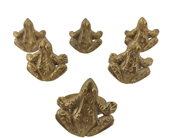 Gold Tone Brass Frog Pond Dining Home Decor Napkin Rings Set of 6