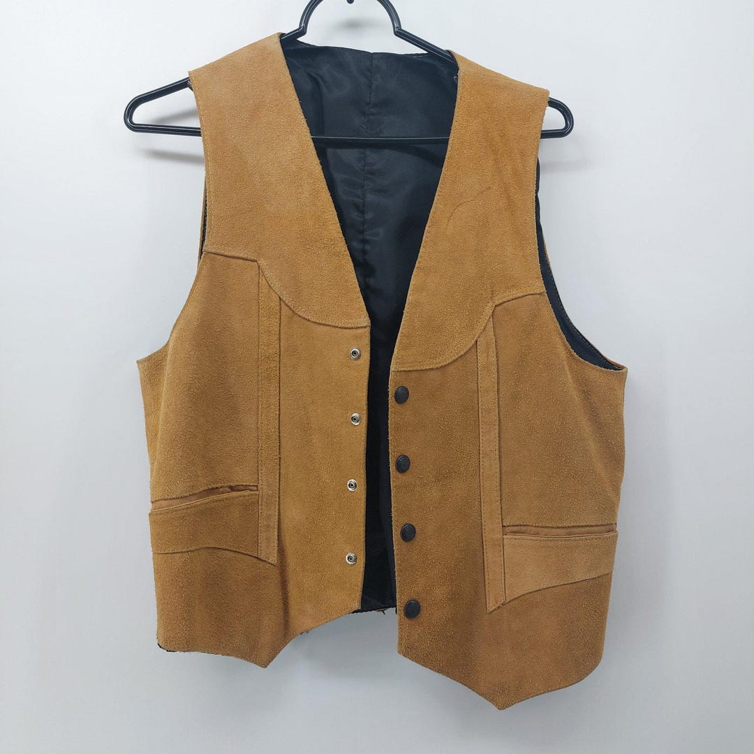 2 Zakken Vest Tuikayoo Suède Cowboyvest Voor Heren - Vintage Western Stijl, Normale Pasvorm, Met V-hals Suede Cowboy Vest