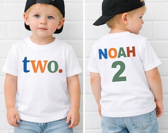 Two Birthday Shirt Boy, Personalized Name, Toddler Second Birthday Outfit