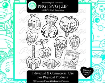Kies je Poison SVG-bestanden - Poison Apple - Evil Queen - Cherry - Planchette- Aardbei - Bubblegum Ice Cream - Muts - Candy Apple