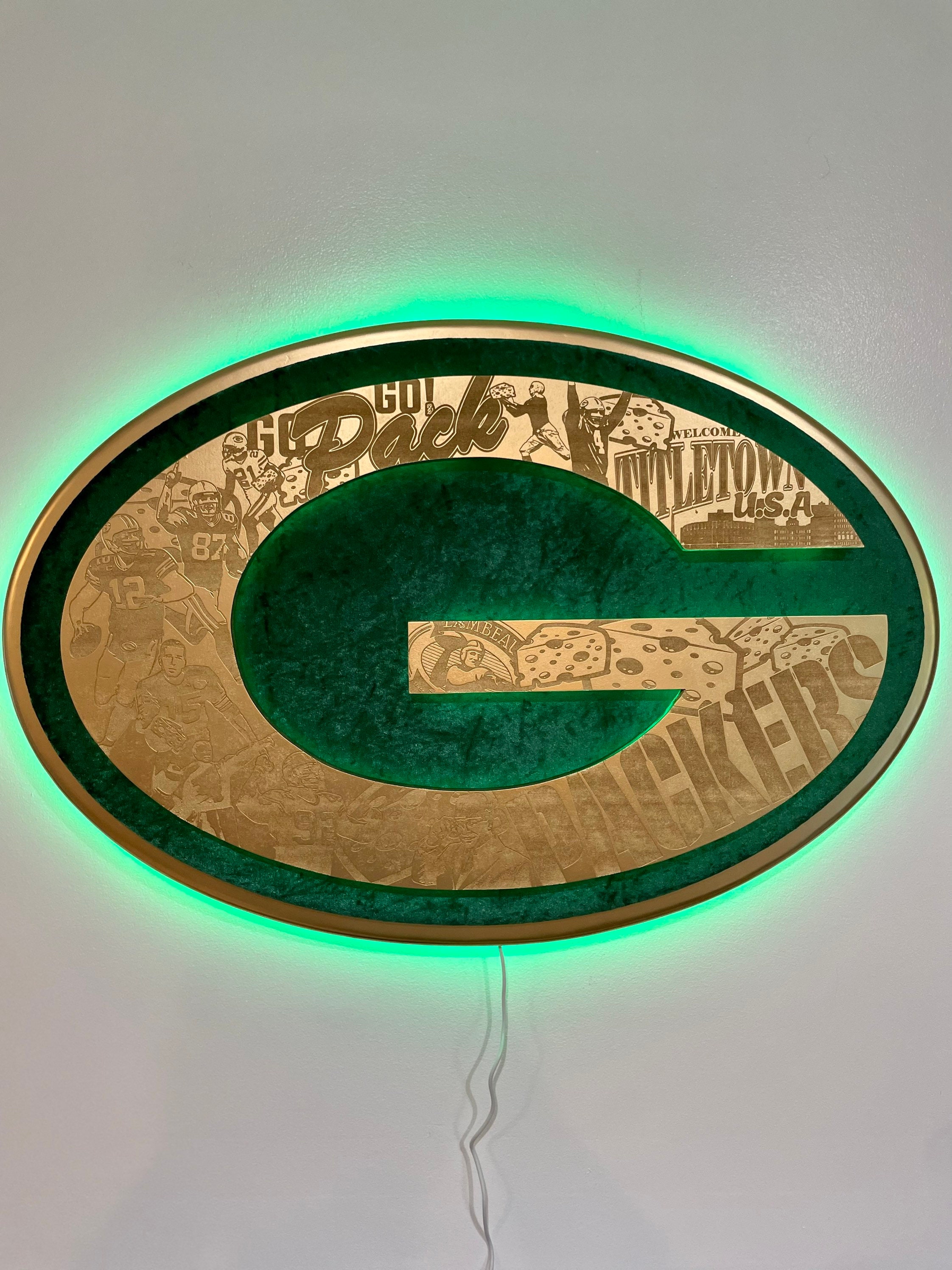 Green Bay Packers Velvet LED Sign Etsy