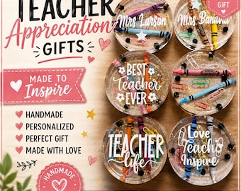 Personalized Teacher Resin Coasters | Custom Name Desk Decor