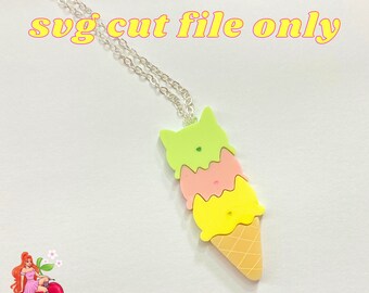 cat ice cream meowpolitan Earring svg laser cut file NO PHYSICAL PRODUCT anime cutter glowforge acrylic jewellery heart cute kawaii kitty