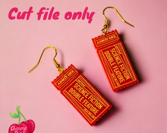the rocky horror picture show science fiction double feature ticket earrings svg NO PHYSICAL ITEM cut file only laser cutter glowforge