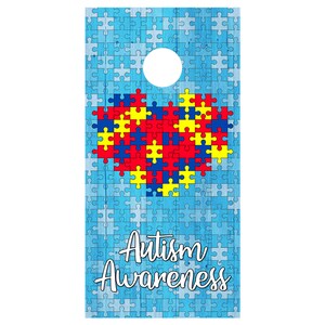 Autism Awareness Cornhole Decal Wraps (Pair) Skins - UV Laminated Adhesive Vinyl - 24&quot;X49&quot;