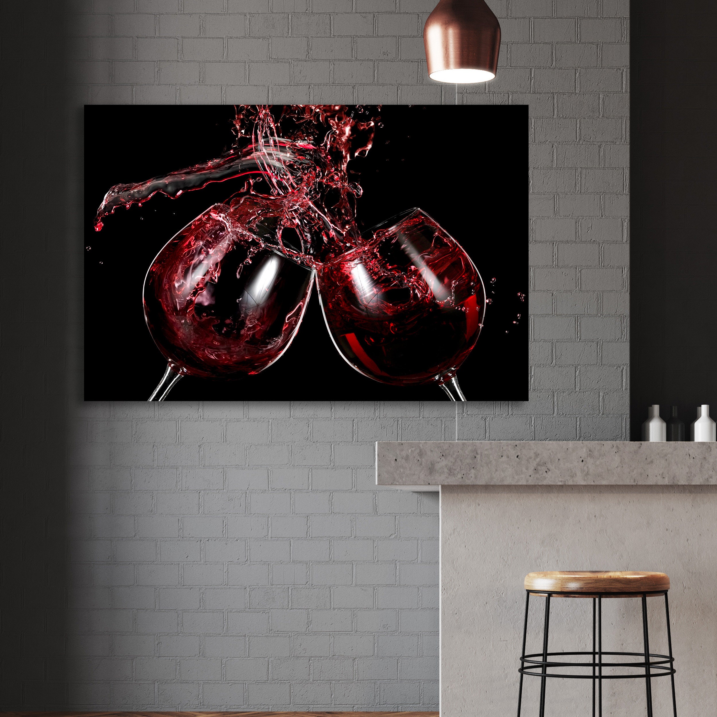 Wine Glasses Wall Art Kitchen and Dining Room Wall Decor Etsy
