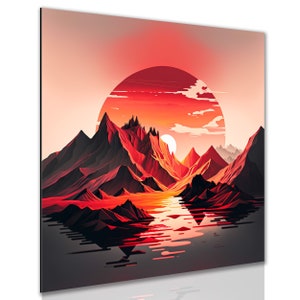 Abstract Mountain Wall Art - Landscape Nature Wall Art Decor For Living Room Bedroom Office - 5 Sizes Large To Small - Premium Metal Artwork