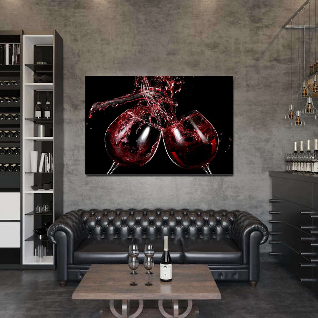 Wine Glasses Wall Art Kitchen and Dining Room Wall Decor on Premium