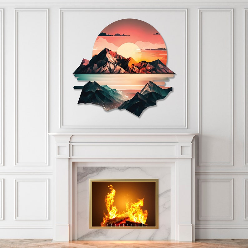 Metal Abstract Mountain Wall Art Sculpture 23x20 but Vary Inches Based