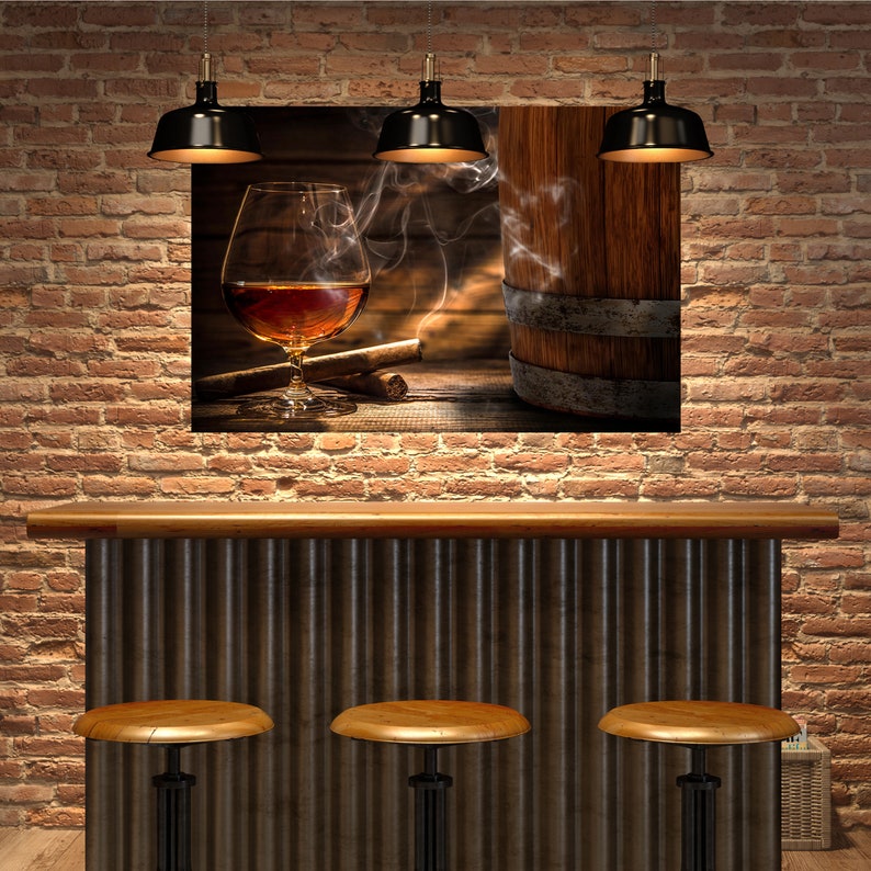 Whiskey and Cigar Large Wall Art for Bar Wall Decor for Man Etsy