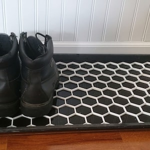 Navaris Boot Trays for Entryway (Set of 3) - 30 x 15 Large Waterproof Shoe Tray for Winter Shoes Boots - Indoor, Front Door, Mudroom, Garage - Gray