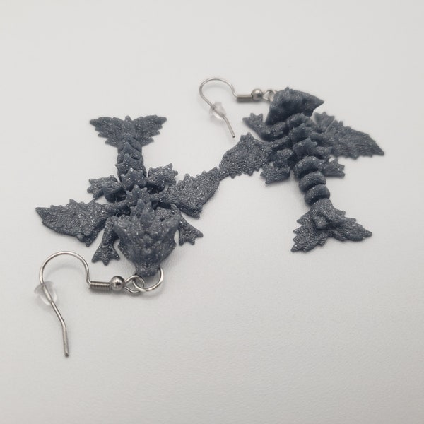 Fully articulating crystal winged dragon earrings!!