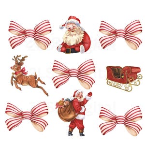 Christmas, vintage Santa coquette design, reindeer, Santa&#39;s sleigh holiday, DTF/sublimation, png, jpg, pdf, Christmas shirt design.