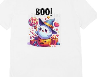Halloween-shirts kinderontwerp, PNG, SVG, girly herfst, geest met snoep, boe-geroep! Leuk, heksenhoed, trick or treat, pompoenpatch digitaal ontwerp