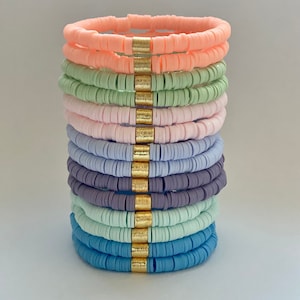 Pastel Beaded Heishi Stretch Bracelets