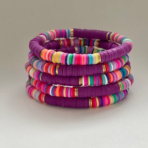 Rainbow & Purple Heishi Bracelet