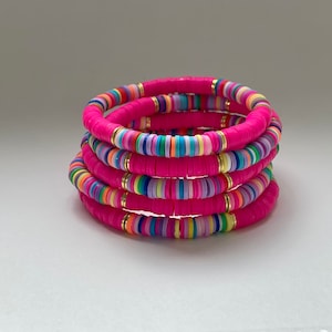 Rainbow & Pink Heishi Stretch Bracelet