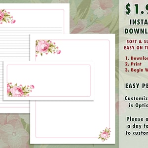 Downloadable Painted Roses JW Stationery Set